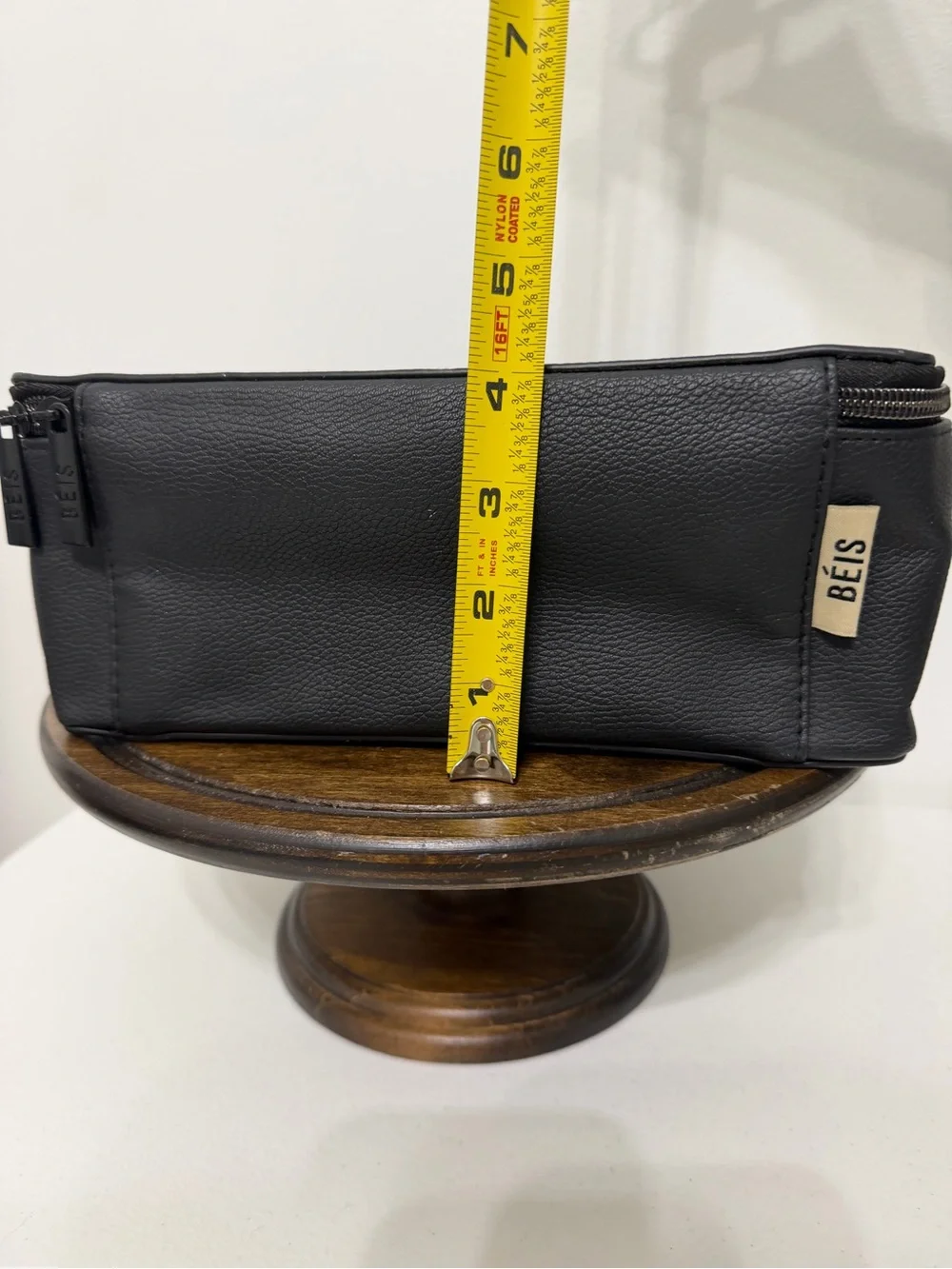 BÉIS The Cosmetic Case Black Pebbled Faux Leather Travel Makeup Bag Organizer